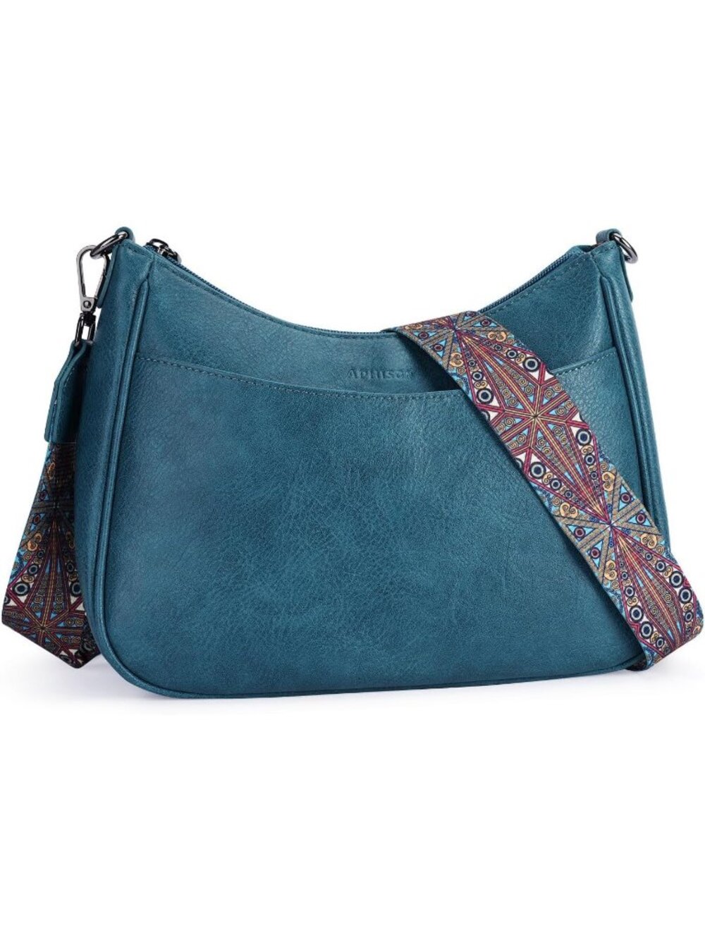 Women's Blue Trendy Leather Crossbody Purse with Adjustable Strap Shoulder Bag